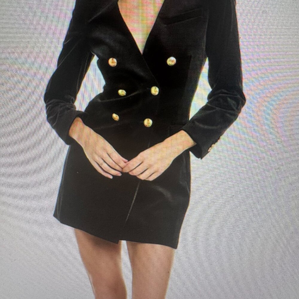 A.L.C. Chelsea Black Velvet Blazer Mini Dress Gold Buttons 12 NWT